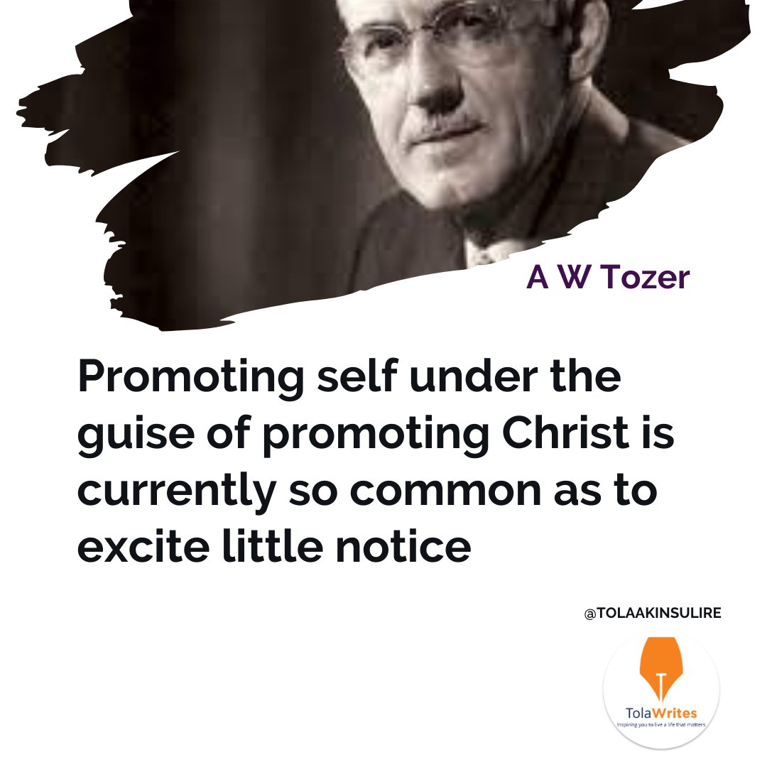 Promoting self under the guise of promoting Christ is currently so common as to excite little notice - A W Tozer
#ChristFocusedLife
#christianliving #grace #christianlife #jesusfreak #godsplan #christianity #christians #christianitytoday #biblestudymoments #everythingchristian