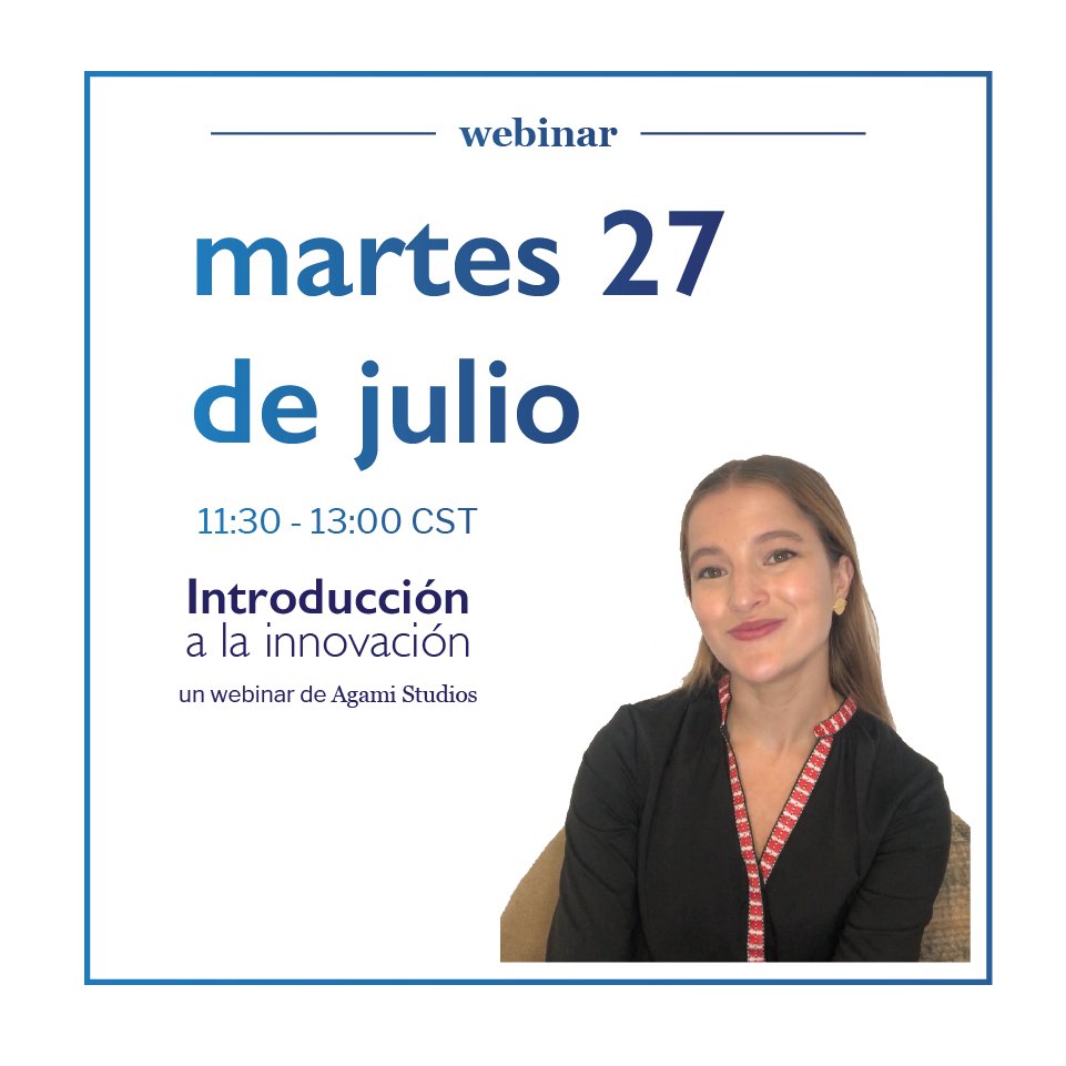 El WEBINAR es el martes 27 de julio, 11:30 am CST.

Entrada $25 con #paypal
buff.ly/2UXtQey

#microlearning #microaprendizaje #innovacion #startups #starterpack #beginners #beginnersinnovation #learnonline #learnatyourownpace #learnathome #learnonthego