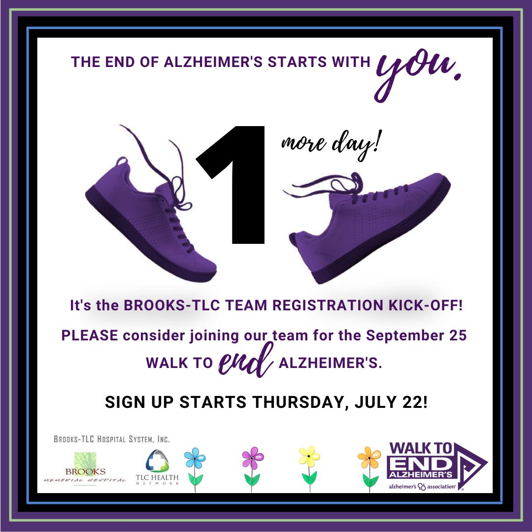 BrooksTlc's tweet photo. YOU can be a part of Team Brooks-TLC during the Sept. 25 Walk to #ENDALZ! 

Final details coming TOMORROW about where to and how to! Stay tuned &amp; consider joining our TEAM in collaboration with @alzassociation WNY. PRIZES! GIVEAWAYS! &amp;MORE! #teambrookstlc #walktoendalzheimers https://t.co/Zh6xxES22g