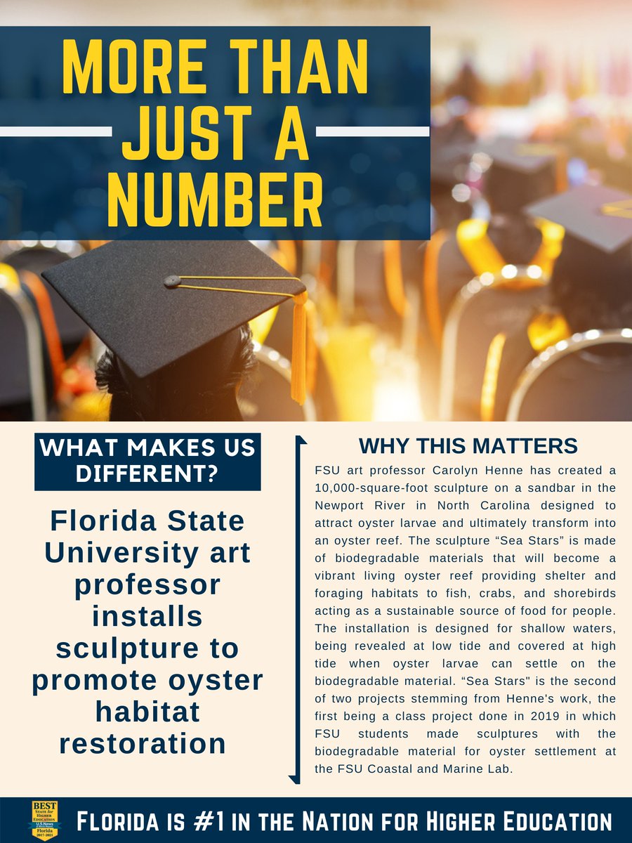 SUS_Florida's tweet photo. #MoreThanJustANumber @floridastate art professor installs sculpture to promote oyster habitat restoration https://t.co/qJo2ZxJKKL