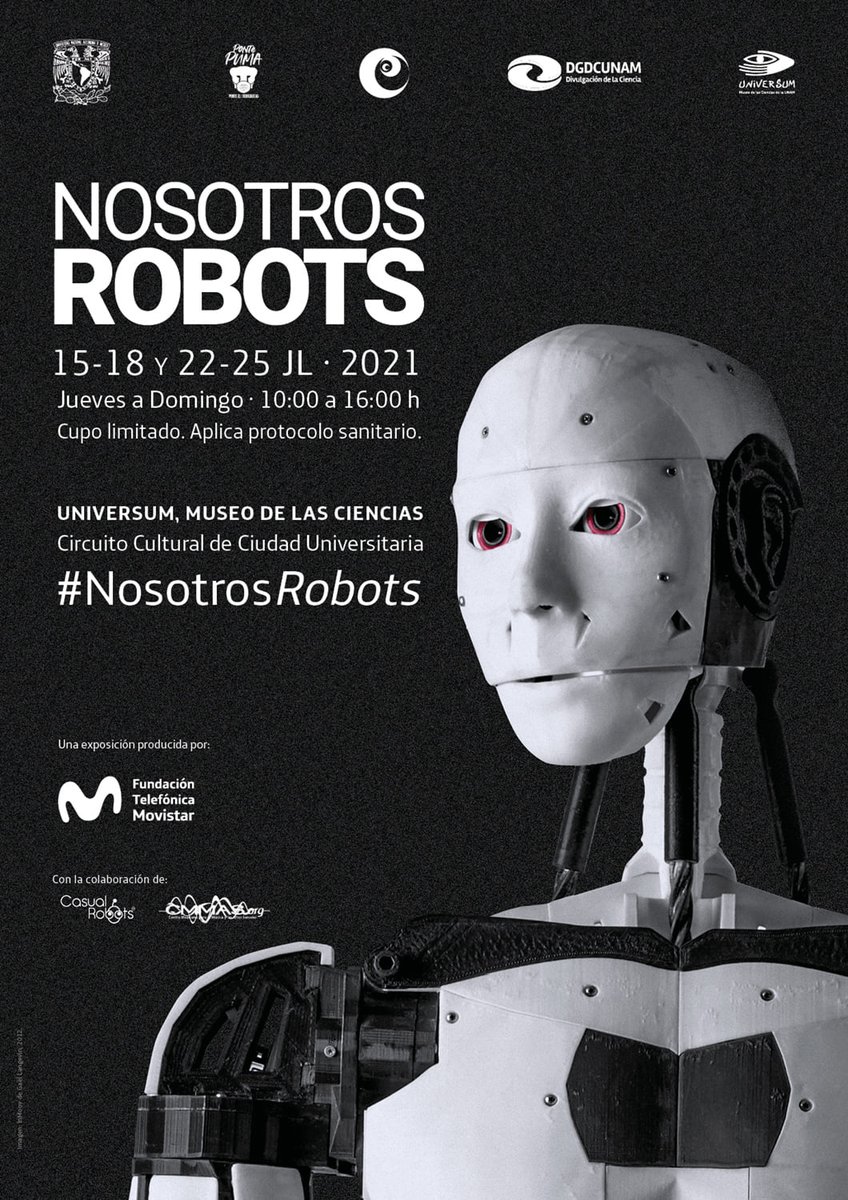 Ciencia_UNAM's tweet photo. ¡No te pierdas los últimos días de #NosotrosRobots en el @UniversumMuseo! 
Compra en línea 👉 https://t.co/Ppf6Tdk53w
Consulta más detalles 👉 https://t.co/YNxsDV12Vj https://t.co/2NYQOvmfA0