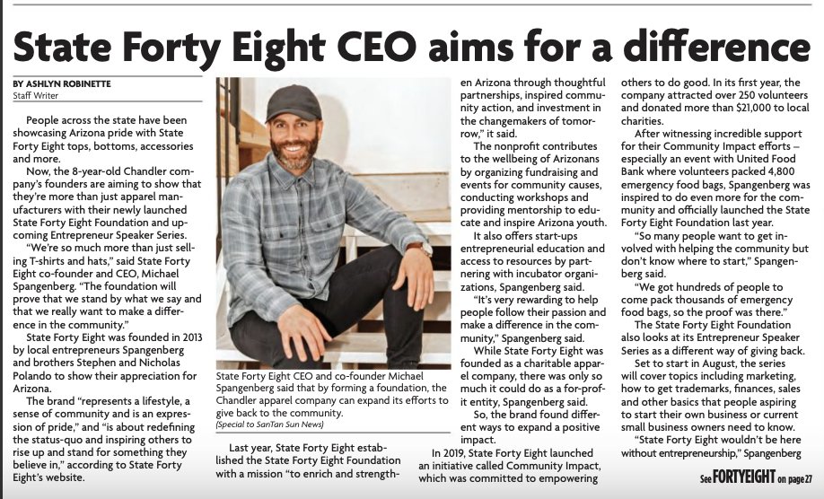 CronkiteAgency's tweet photo. One of our clients, @StateFortyEight Foundation was featured in a couple of local papers. Did you know State Forty Eight had a Foundation, too? Read more about this new 501c3 here. Props to @DunnettKaylin for securing the coverage. https://t.co/OVQoSAU9Nr