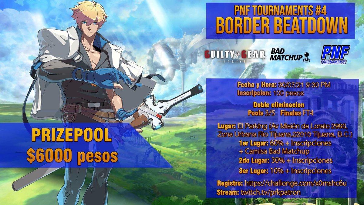 Están invitados al torneo, cualquier duda mándenme un msj, estén atentos a los cambios ( para bien ) del pot y demás cosas.
#pnf #GGST #badmatchup