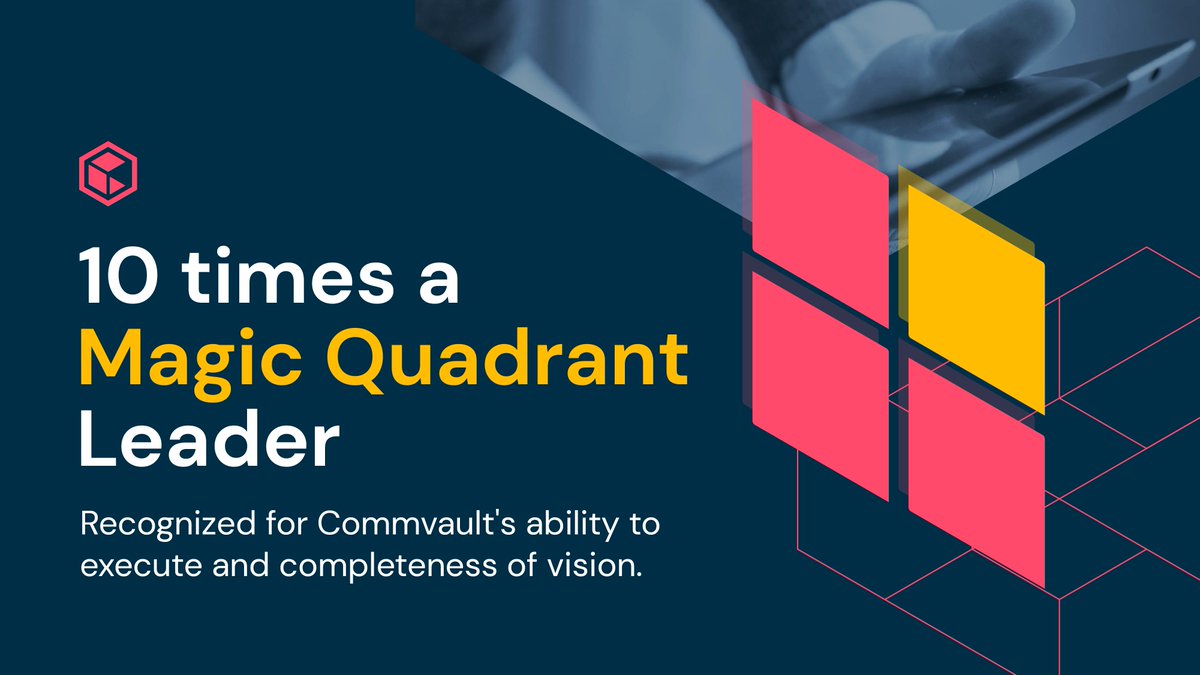 For the 10th time, #Commvault is named a leader in the <a href="/Gartner_inc/">Gartner</a> #MagicQuadrant for Enterprise #BackupandRecovery Software Solutions . Download the report and learn more: ow.ly/kHeP102QoRA?hs…