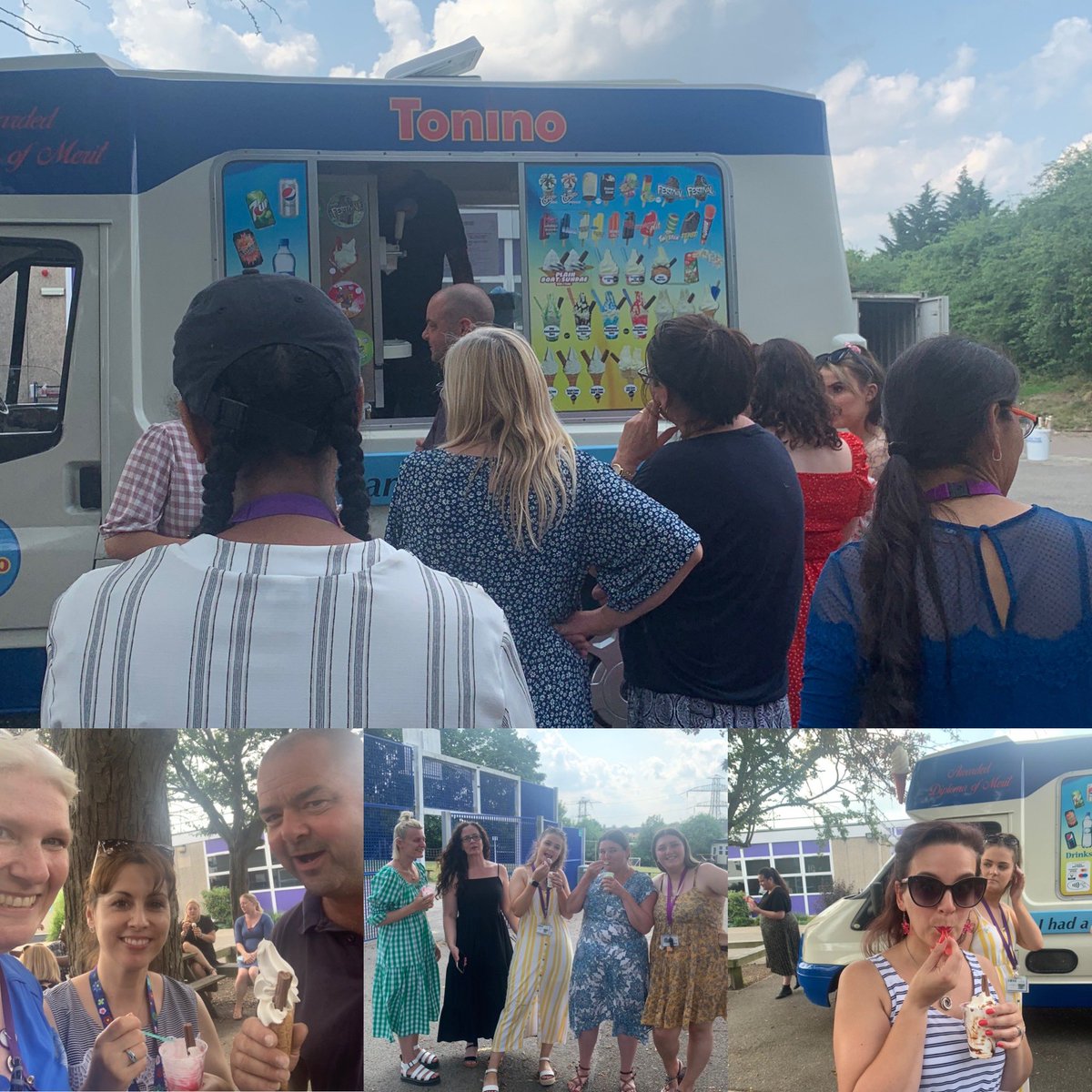 PSTLHS's tweet photo. A strange end to a strange year, with some of our colleagues isolating! A year  where team work, camaraderie &amp; humour and an ice cream has got us through! Happy summer to our @LHS_Watford family. See you in September! @HeadLHS @mrsballlhs #endofterm #summerholidays #recharge https://t.co/1Bs7qtDPov