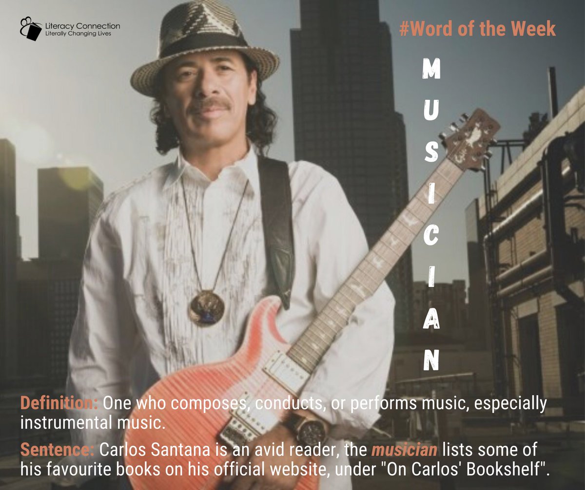 LiteracyConnec1's tweet image. Learn a new word in the #English language every week, it's definition and how it's used in a sentence by tuning in on #WednesdayWordoftheWeek. #CarlosSantana