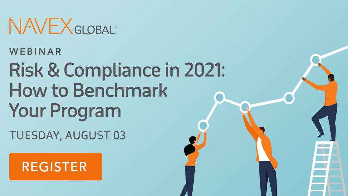 Webinar. Risk & Compliance in 2021:  How to Benchmark Your Program, Tuesday, August third. Register!

Pictured: Three illustrated people moving a line graph together, one standing on a ladder to raise the graph.