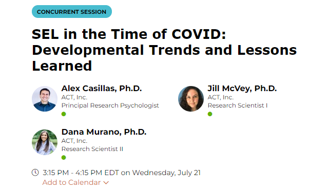 LNccep's tweet photo. Session 2 at #GUcon for me today is with @AlexCasillasPhd @danamurano &amp; @ACT talking about social emotional learning (SEL) during COVID - What a timely session &amp; critical time for SEL in our #GEARUPworks programs! https://t.co/IU7tYVirFk