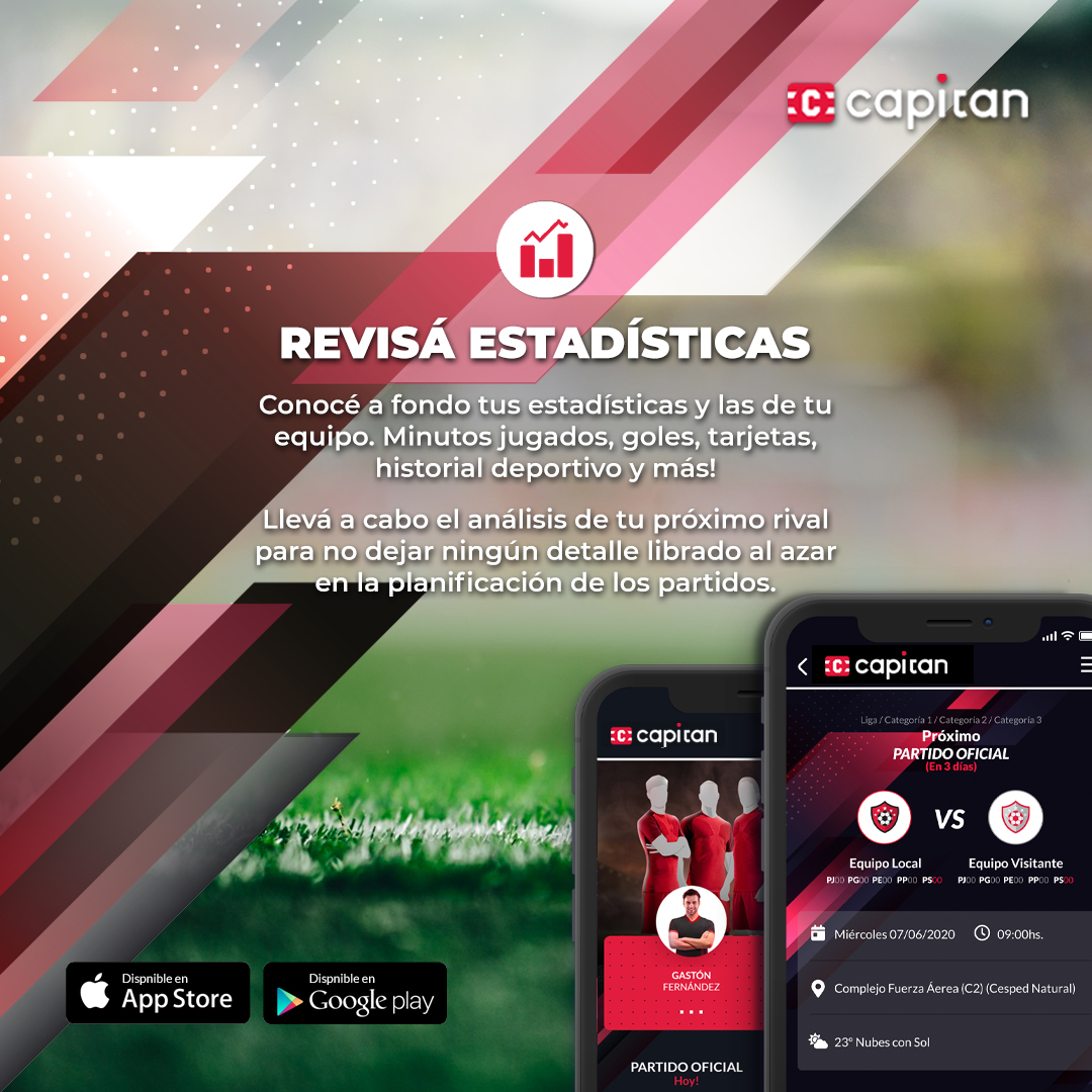 AppCapitan_uy's tweet photo. Con CAPITAN podes conocer a fondo tus estadisticas personales, de tu equipo y las de tus rivales.
Confirmá asistencia, calificá a tus compañeros, seguí las estadísticas y estudia tu rival.
Descargá Capitan y buscá tu equipo
https://t.co/xNmXYYEiLG
#appcapitanuy https://t.co/zhRrPTx7fX