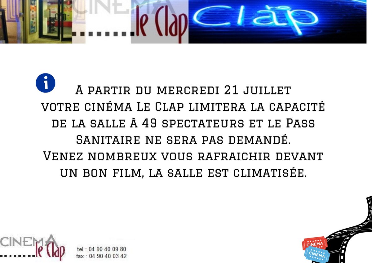 leclapbollene's tweet photo. #PassSanitaire #Cinema #bollene #leclap https://t.co/SwQmKvXlCZ
