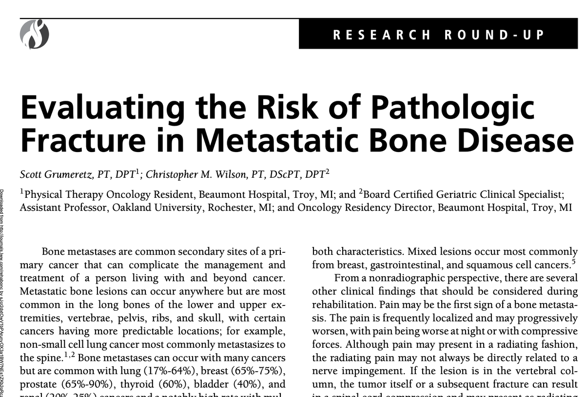⭐ Research Round-Up ⭐

Evaluating the Risk of Pathologic Fracture in Metastatic Bone Disease
ow.ly/61ki50FneXO