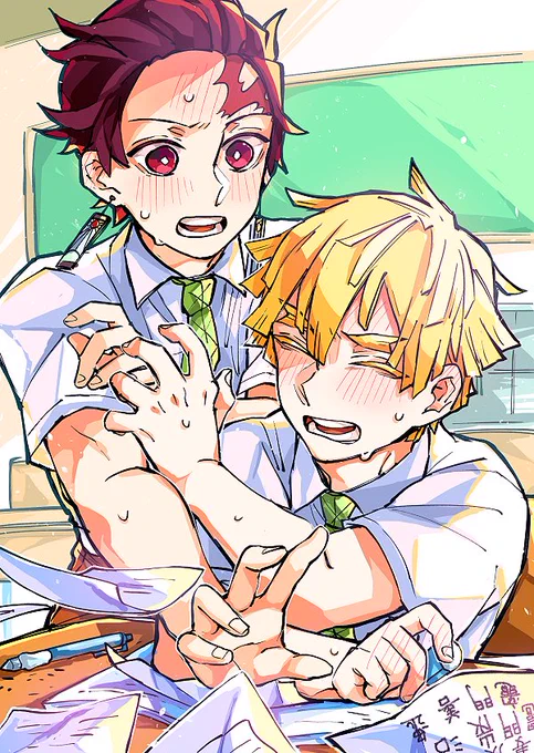 #炭善版夜の描き書き一本勝負

開催ありがとうございます🙏✨✨
遅刻参加すみません💦

めちゃ人気な第51回お題:消しゴム
をお借りしました🌸🌸
学パロ💚炭善💛です

作成時間は1h+2.5hでした…😌💦💦 