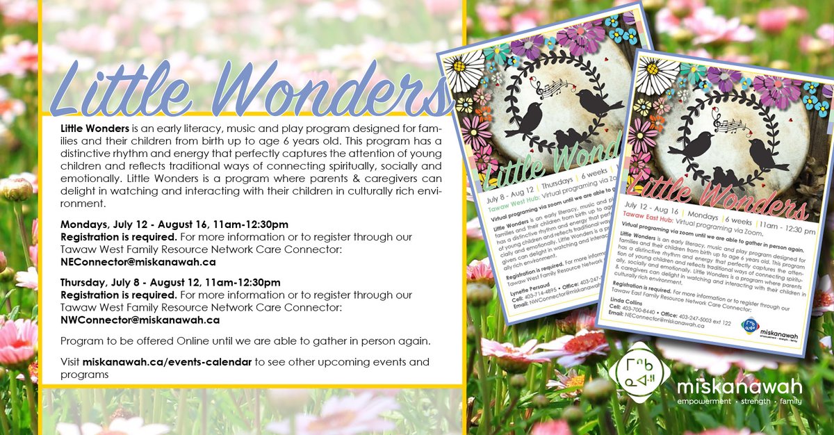 Little Wonders is an early literacy, music and play program designed for families and their children from birth up to age 6 years old.
MONDAYS &amp; THURSDAYS - 11am-12:30pm
For more events, visit miskanawah.ca/events-calendar
#Miskanawah #Calgary #YYCevents #littlewonders #children