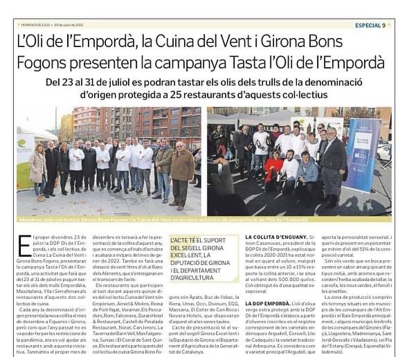 La campanya #tastaoliempordà als setmanaris <a href="/emporda_info/">EMPORDÀ</a> @diarihoranova per tastar l’oli de la #dopoliempordà als restaurants de @lacuinadelvent i de @bonsfogonsgi del 23 al 31 de juliol