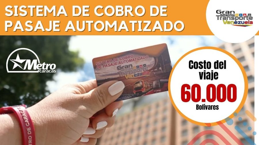 metro_caracas's tweet photo. #ATENCIÓN
El viaje en #BusCcs tiene un valor de Bs. 60 mil y podrá ser cancelado a través del sistema de #CobroDePasajeAutomatizado instalado en cada estación.
#PorAmorAlMetro
@NicolasMaduro https://t.co/XtrNQUjs2L