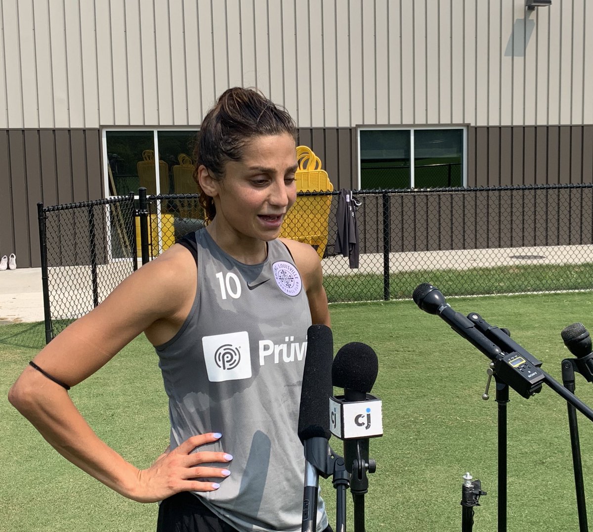 HayesGardner's tweet photo. International soccer star Nadia Nadim, who helped lead the 2017 Portland Thorns to an NWSL championship and 2021 Paris Saint-Germain to a league title, has arrived in Louisville. https://t.co/yGhn45pwEN