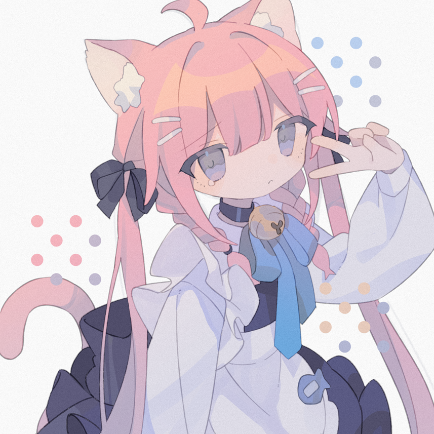 1girl solo animal ears tail cat ears cat tail bell  illustration images