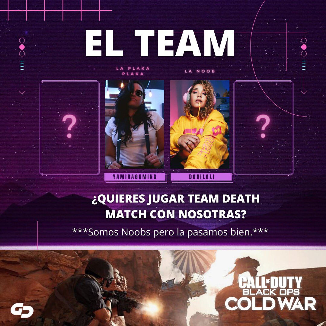 GamingDori's tweet photo. FAMILIA GAMER! 

Como TODOS LOS MIÉRCOLES tenemos A OTRO NIVEL y hoy vamos con Team Deathmatch de COD. Soy extra NOOB y trataré de llegar a 15kills por match. ¿Te apuntas? Es a las 8PM 🇵🇷 por mi canal de https://t.co/wqzl2N7Fuk https://t.co/TxW5akCdPC