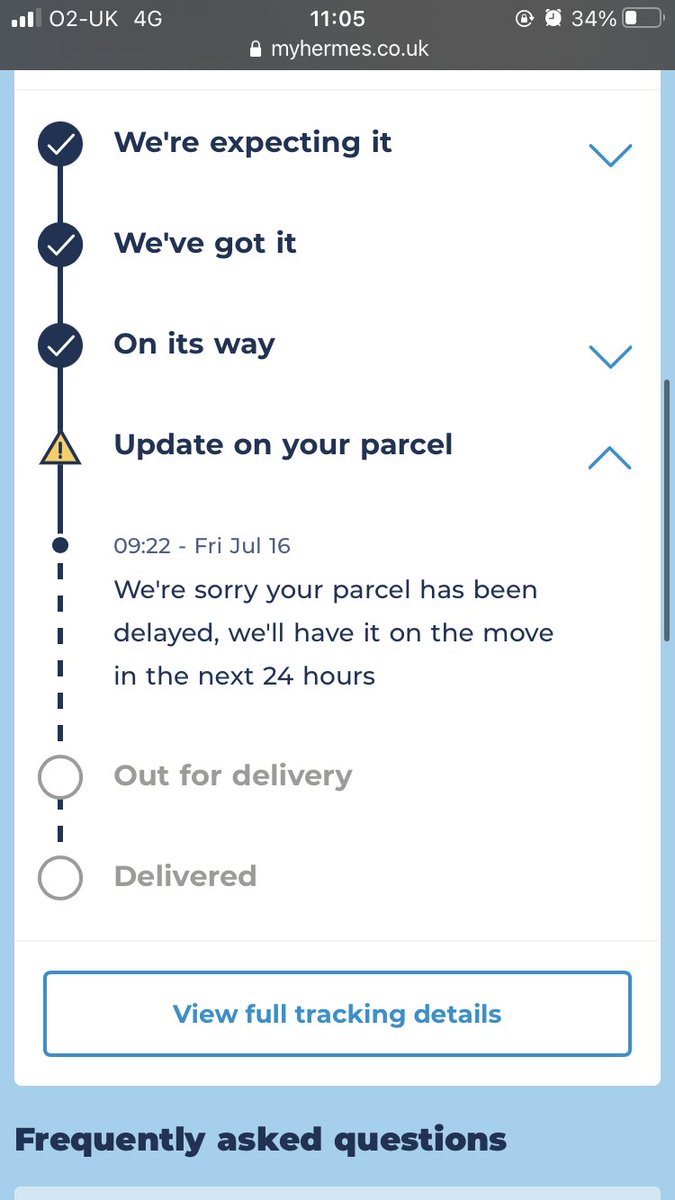 CheDavey8's tweet photo. @Hermesparcels is there a particular reason my tweets are being ignored? I’m unable to get hold of anyone on the phone and I can’t direct message you. My parcel was due on 16th July and still hasn’t arrive https://t.co/g1SnBXMCUn