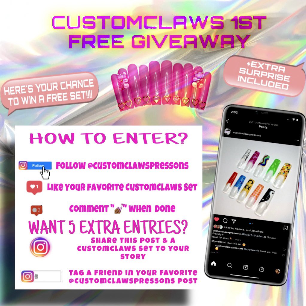 ShaShanelle's tweet photo. It cost $0 to retweet & click the link to follow my Nail IG page to help me reach 333 followers https://t.co/JvGK5aYBFV
While youβre there follow the steps to enter my Giveaway for a chance to win a FREE #CUSTOMCLAWS PRESS ON SET π
πΎπ #AllHandPainted THANK U in advance π https://t.co/4WMpiMtDMJ