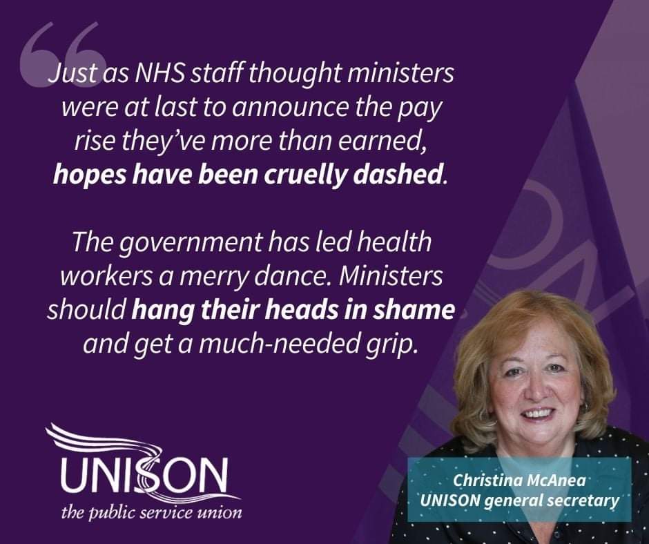 The government’s treatment of NHS staff is disgraceful. They have already been through so much and yet MORE delay to the NHS pay announcement is utterly unacceptable.

🗞  UNISON's press release 👉  unsn.uk/3Bt33b2