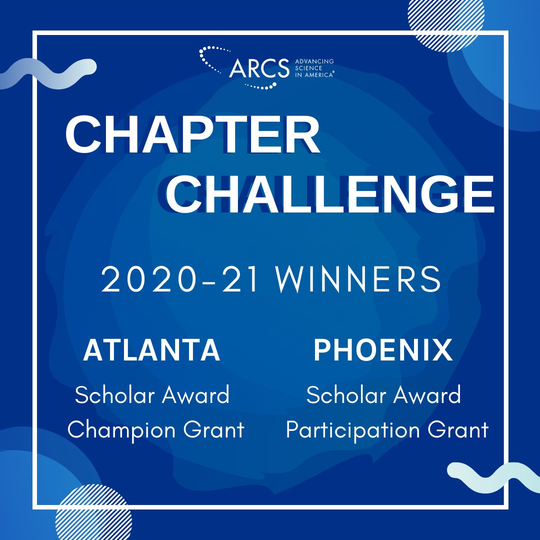 ARCSFoundation's tweet photo. ARCS National is happy to announce the winners of the 2020-21 #ChapterChallenge! ARCS Phoenix chapter is the winner of the Scholar Award Participation Grant and ARCS Atlanta Chapter is the winner of the Scholar Award Champion Grant.
Read more: https://t.co/nUh6eSebPo https://t.co/ixfKjzldns
