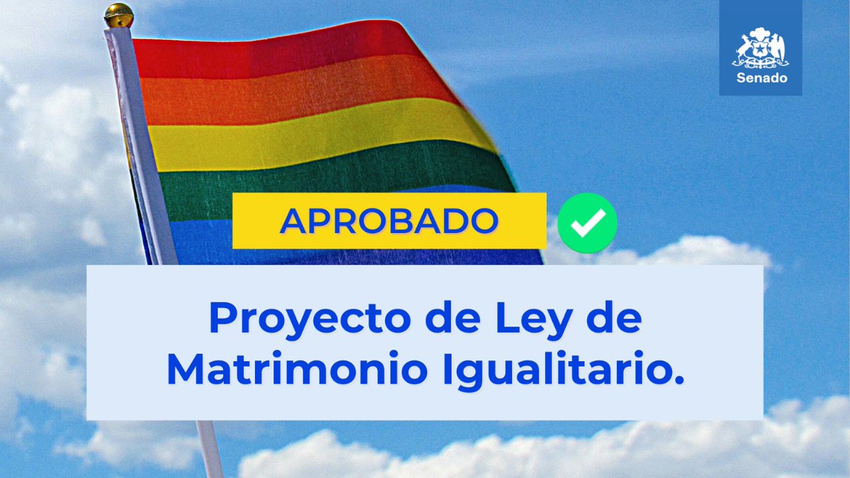APROBADO✅| Sala del Senado despachó en particular el Proyecto de Ley de #MatrimonioIgualitario. 

Las votaciones en Sala se agruparon en las normas que regulan el matrimonio entre parejas del mismo sexo y las normas de filiación. 
⬇

tv.senado.cl