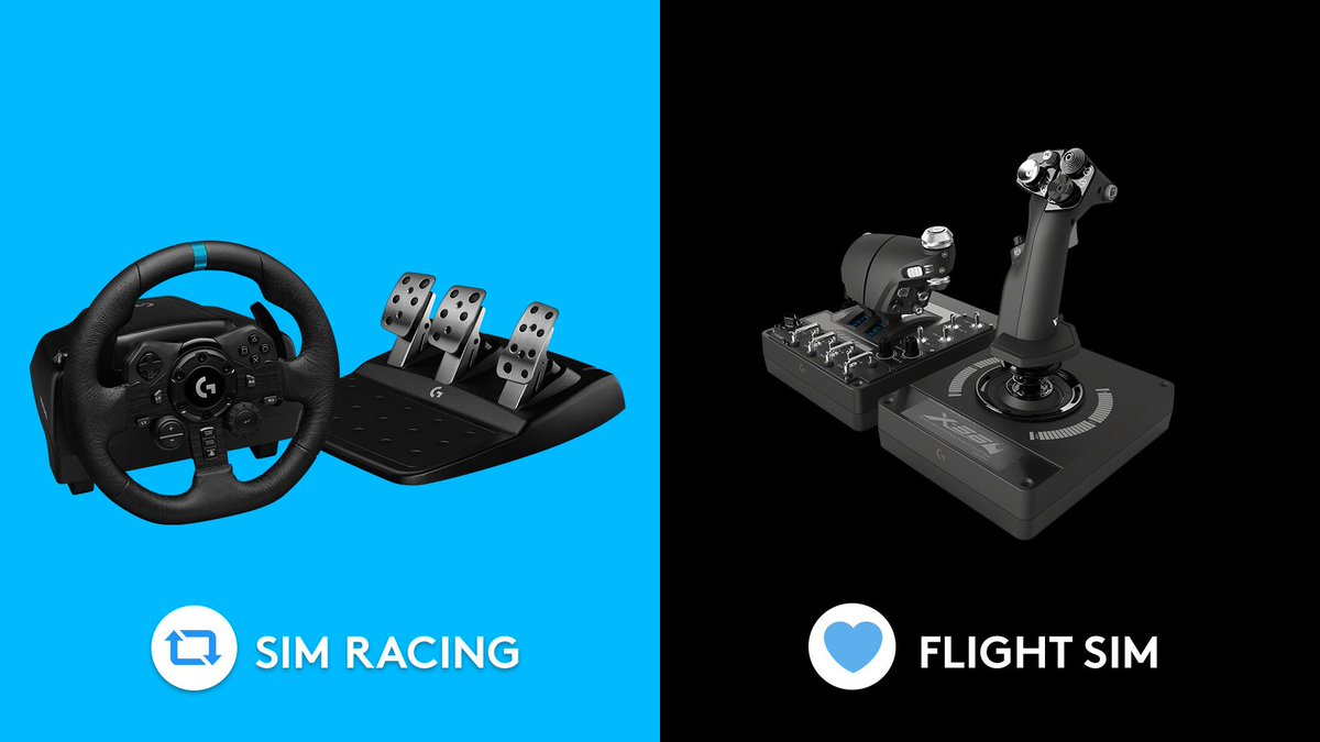 LogitechG's tweet photo. Let us know how you get from point A to point B. 📍

🔁 for Sim Racing
💙 for Flight Sim https://t.co/7oquFchOwf