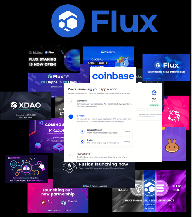 Web3CryptoFan's tweet photo. SO the #FLUX 20 in 20 was completed yesterday with the release of #FUSION within #ZELCORE Add that to #XDAO #FIRO #KDADEX #BlockchainGaming parallel assets #coinmetro staking and it was great. BUT then they top it off with #COINBASE application moved from Submission to Review 🤯 https://t.co/h7YywFokdA
