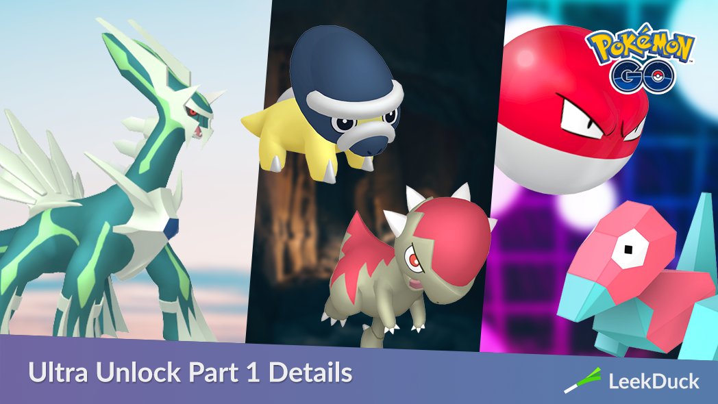 Ultra Unlock Part 1 includes the release of Shiny Dialga, Shiny Cranidos, and Shiny Shieldon. Pokémon from various eras will be appearing in the wild, Research, and in raids. 

Full Details: leekduck.com/events/ultra-b…
