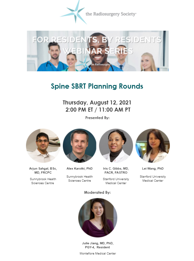 MontefioreRadOnc (@monteradonc) on Twitter photo Don’t miss out on this educational Spine SBRT Planning Rounds webinar hosted by <a href="/the_RSS/">the Radiosurgery Society</a> and moderated by our own <a href="/JulieJiangMDPhD/">Julie Jiang</a> ! August 12, 2021 ☢️‼️ Don’t miss out on this educational Spine SBRT Planning Rounds webinar hosted by <a href="/the_RSS/">the Radiosurgery Society</a> and moderated by our own <a href="/JulieJiangMDPhD/">Julie Jiang</a> ! August 12, 2021 ☢️‼️