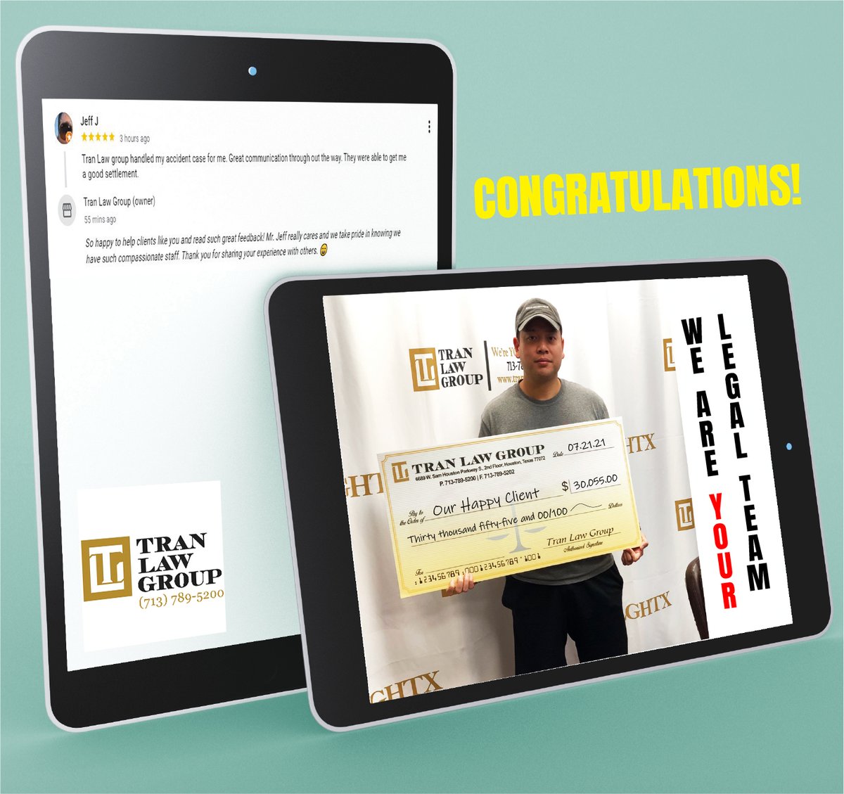 tranlawgrp's tweet image. Congratulations!📣🎉#clientcheck  #totalsettlement2021 #clientsatisfied 
Our Happy Client Gets a Check Today.
We are very happy that he is satisfied with the result. We will always do our best on our clients!
#weareyourlegalteam #weareheretohelpyou #tranlawgroup #tlg