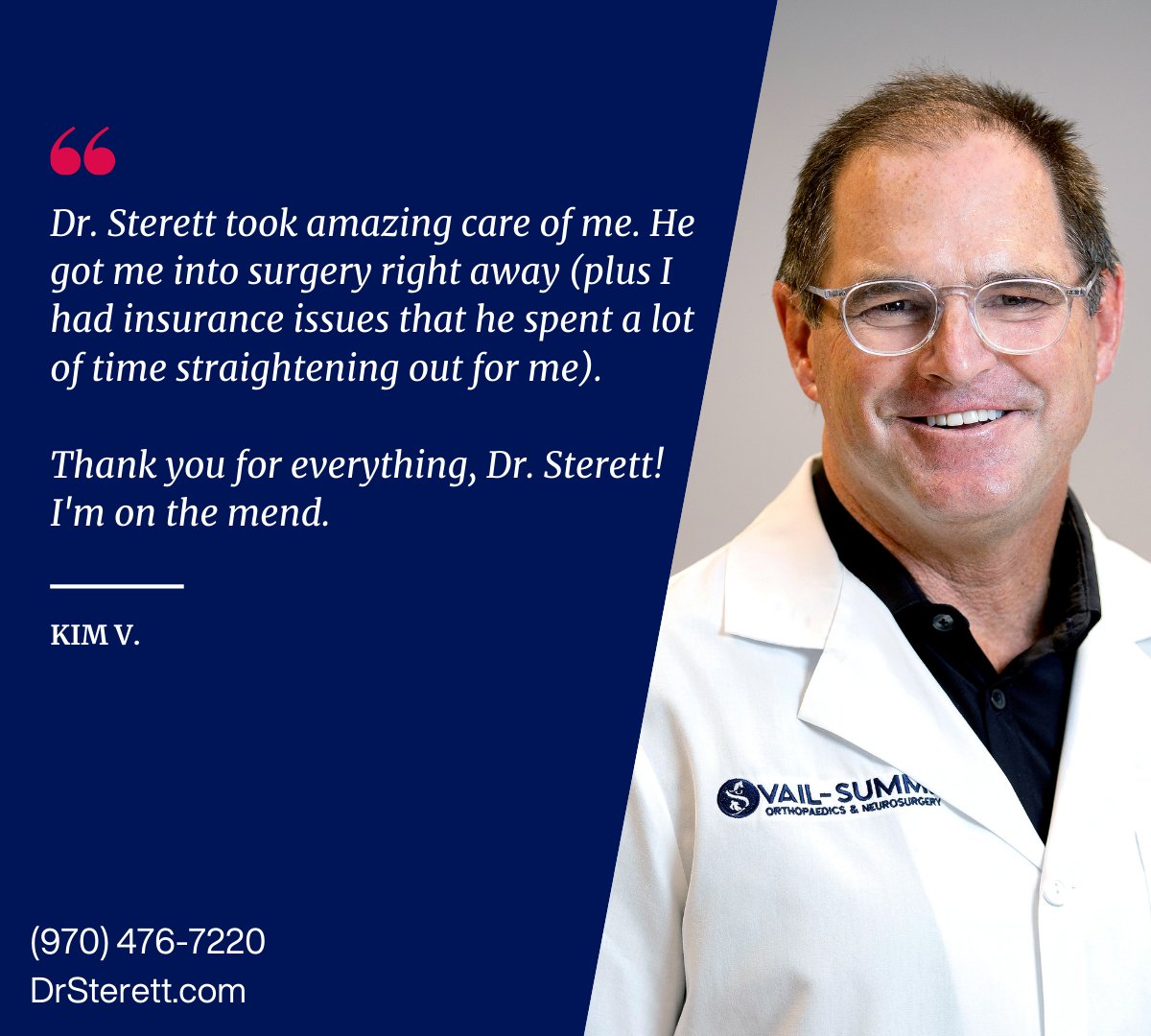 drsterett's tweet image. Dr. Sterett the go-to knee injury specialist in the Vail Valley! Schedule your consultation today and get back on top of your game.

drsterett.com

#KneePain #KneeDoctor #KneeInstability #ACLtear #MRI #sportsmedicine #orthopedicsurgeon #orthopedics #colorado #vail