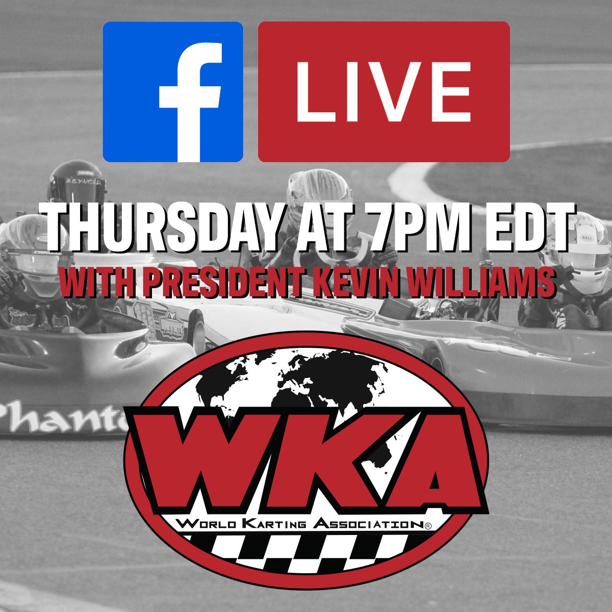 WKA_Karting's tweet photo. Be sure to set a reminder for tomorrow's 3rd Thursdays Facebook Live. WKA President Kevin Williams will be live from the @utahmotorsports, site of this weekend's inaugural United States Karting Grand Prix.
Come join in the conversation!
#WKA #LetsGoKarting #Facebook #USKGP https://t.co/4Ww81k6DDE