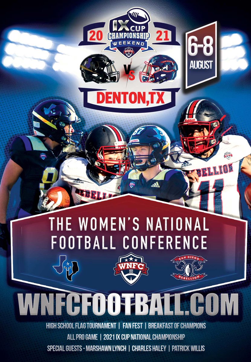 Congratulations <a href="/TXEliteFootball/">Texas Elite Spartans</a> and <a href="/SDRebellion/">San Diego Rebellion</a> women’s football teams advancing to the <a href="/wnfcfootball/">WNFCFootball</a> IX Cup Championship. Game will be played on Saturday, August 7th at University of North TX, Apogee Stadium. For more info, visit: wnfcfootball.com