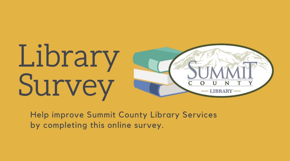 SummitCountyLib's tweet photo. Calling all Summit County residents! 📚 Help improve Summit County Library services by completing this short online survey today. https://t.co/Bg47a7aHAd https://t.co/aVQ8lAm5Kv