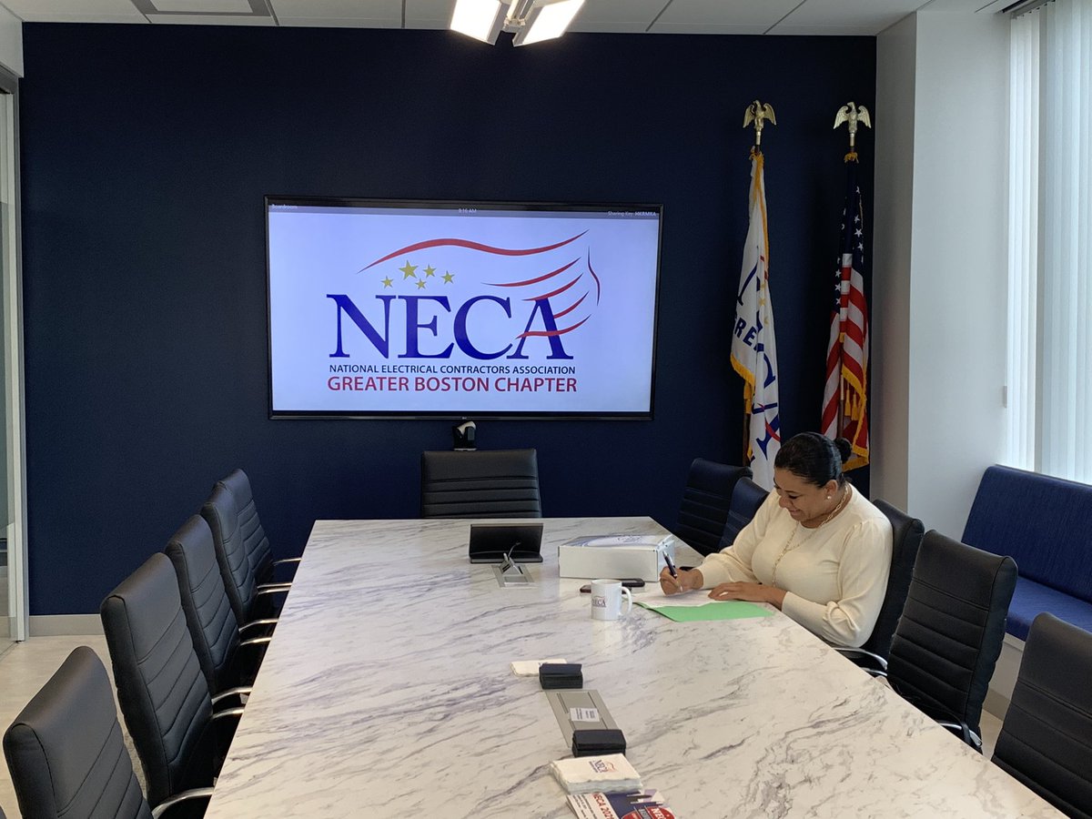 necaboston's tweet photo. A busy morning at NECA Boston welcoming the newest Member Contractor KB-Mac, WBE and inaugural member of our @IBEW103 @necaboston #EmpowerDEI Program https://t.co/zvJGn4uXuc