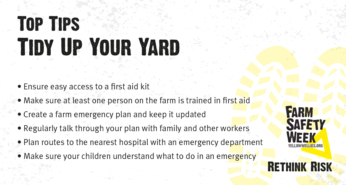 Did you know one of the easiest ways to improve safety on your farm is to tidy up your yard? 

A tidy farm is a safer farm so make a plan and RETHINK RISK: bit.ly/2ULHVf9 #FarmSafetyWeek <a href="/H_S_E/">Health and Safety Executive</a>