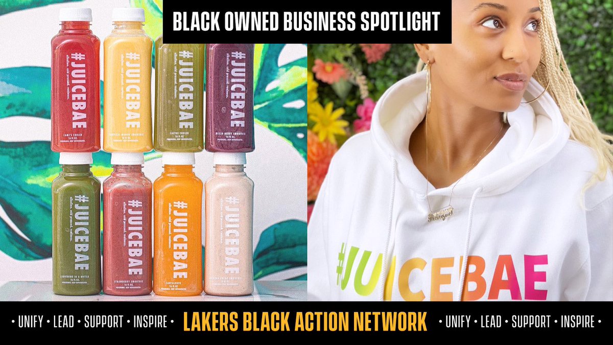 LakersCommunity's tweet photo. #JUICEBAE is the newest Black Woman owned cold pressed juice business in LA.
"Our goal is to provide healthy options to our community that actually taste good! Transitioning to, or maintaining a healthy lifestyle is easy and accessible with #JUICEBAE." https://t.co/l6McY3n1tH