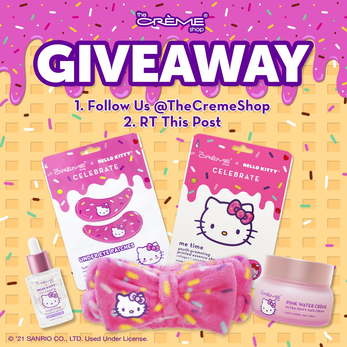 TheCremeShop's tweet photo. 💖 HELLO KITTY #GIVEAWAY 💖
winner will receive our most-loved favs from our #hellokitty celebrate collection.

HOW TO ENTER:
🍬 FOLLOW US @thecremeshop
🍬 RETWEET this post

we will DM the winner next wednesday! TAG a friend for an extra entry ↓ https://t.co/xPQtHMUGPg