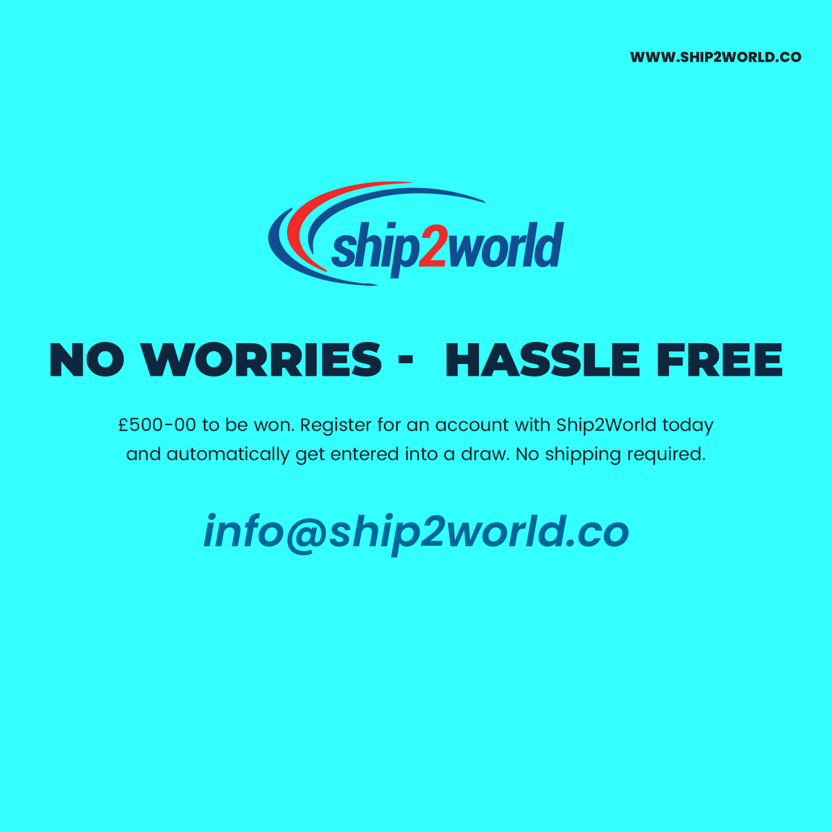 Ship2world's tweet photo. Enter https://t.co/hGIi5UNMJ2 to win £500 draw by registering an account with us. NO shipping required! 

#globaldelivery #internationalshipping #Ship2world #oneworldexpress #crossborder #ebayseller #SMEs #onlineshpping #ecomercedeliveries #courier #Enterdraw https://t.co/DjXgq3lITv