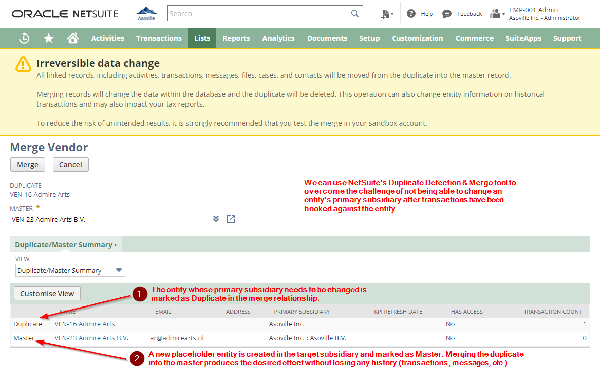 NSuiteInsights's tweet image. By default, #NetSuite does not allow changing a vendor or customer&apos;s primary subsidiary once transactions have been booked. Learn how to overcome that challenge:

netsuite.smash-ict.com/how-to-change-… 

#netsuiteinsights #becauseyoudeservetoknow