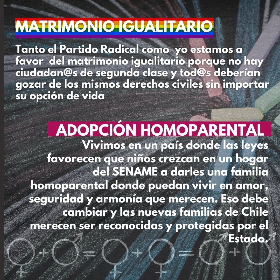 MaldonadoCurti's tweet photo. El #MatrimonioIgualitario será pronto una feliz realidad!
Gran avance para comunidad #LGBTQI+ y para Chile.
Bien @senado. Ahora a @Camara_cl para que antes de primavera se celebre primer matrimonio igualitario en Chile. 
Me ofrezco de padrino y, por último, de invitado 👩‍❤️‍💋‍👩👨‍❤️‍👨🤗🤝🏼 https://t.co/KNDG1uP7Gk