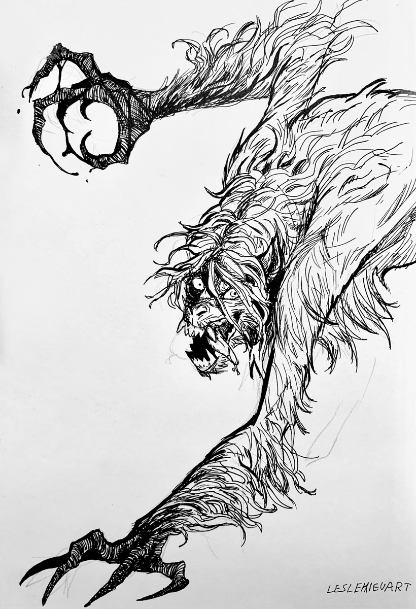 A werewolf I drew yesterday while waiting for prints to finish printing 