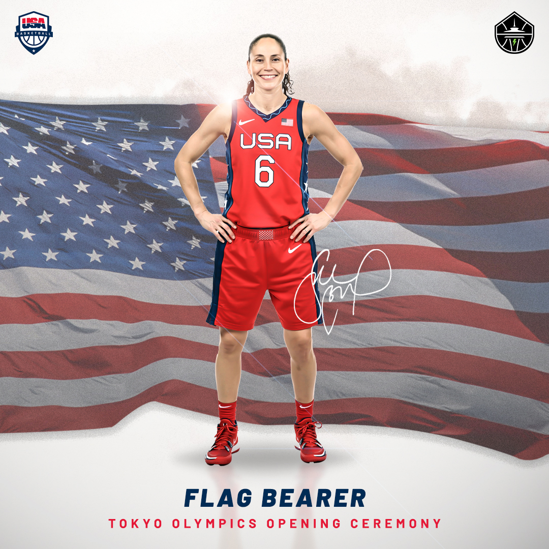 🇺🇸 Representing on the world stage 🇺🇸

The GOAT will be a flag bearer for <a href="/TeamUSA/">Team USA</a> at the #TokyoOlympics Opening Ceremony!

<a href="/S10Bird/">Sue Bird</a> x #TakeCover