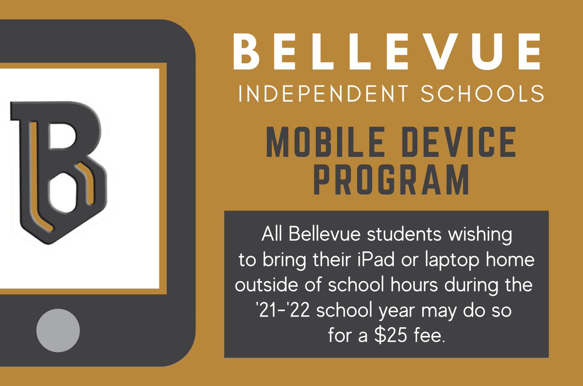 BISD is proud to provide every student their own iPad/laptop during the school day. Now students can take that device home after school this year for a low $25 fee through our Mobile Device Program. Go to bit.ly/3hS9Inm for all the details. #LoveTheVue
