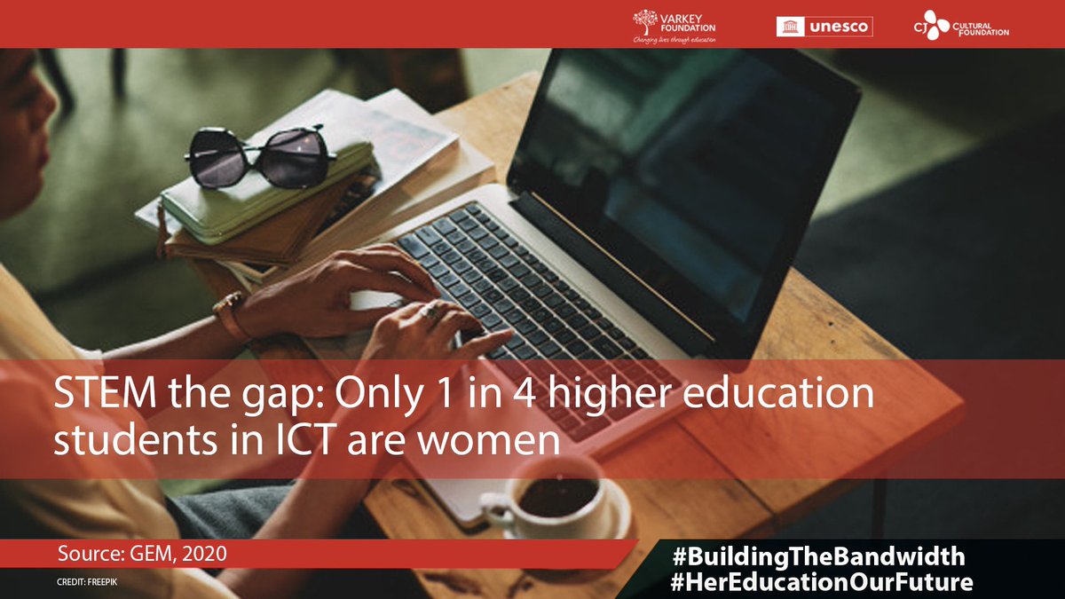 VarkeyFdn's tweet photo. #DYK that only 1 in 4 higher education students in ICT are women? #BuildingTheBandwidth event, hosted by the Varkey Foundation, @UNESCO & CJ Cultural Foundation on 22 July, brings together education leaders to address the issue of women being left behind as technology advances. https://t.co/Iz1KFCvyQo