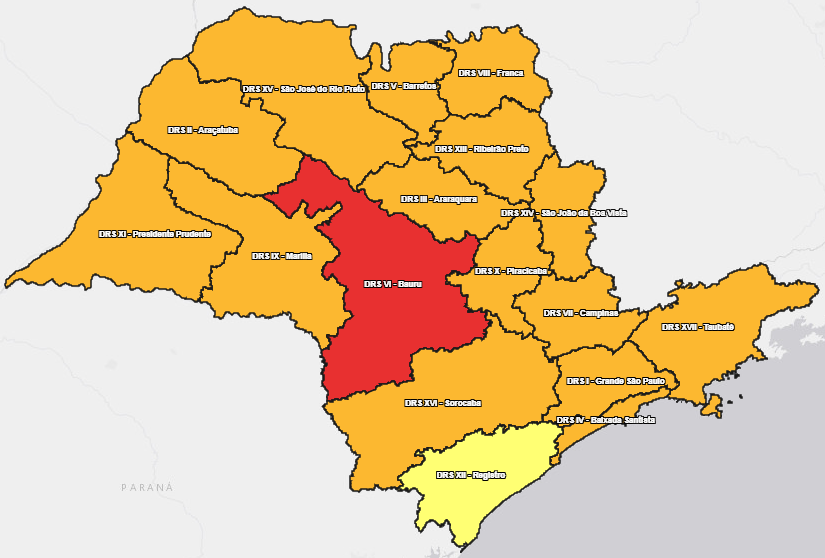 plano_sp's tweet photo. 20/07/2021 - Como o estado estaria classificado com o cálculo padrão dos indicadores desta data.

#planosp #COVID19 #coronavirus #sp #planosaopaulo  #bauru #registro https://t.co/jS2hFJUKxi