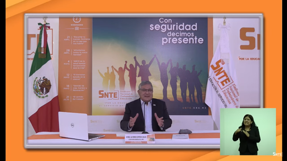 45SNTE's tweet photo. #TodosSomosUno 🙋‍♀️🙋
En seguimiento al desarrollo del webinario "Con seguridad decimos presente", la Profa. María Bertha Solórzano Lujano, Sria. Gral., acompañada de integrantes del CES presencian la ponencia "El sentido del trabajo", por la Dra. Rosa Argentina Rivas Lacayo https://t.co/Lw4t25Ocih