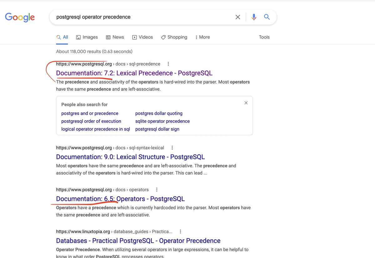 samokhvalov's tweet image. This is the absolute record for all my google-searches related to @PostgreSQL – I&apos;m getting results that are 20 years old. Holy elephant!

Try it yourself: google.com/search?q=postg…